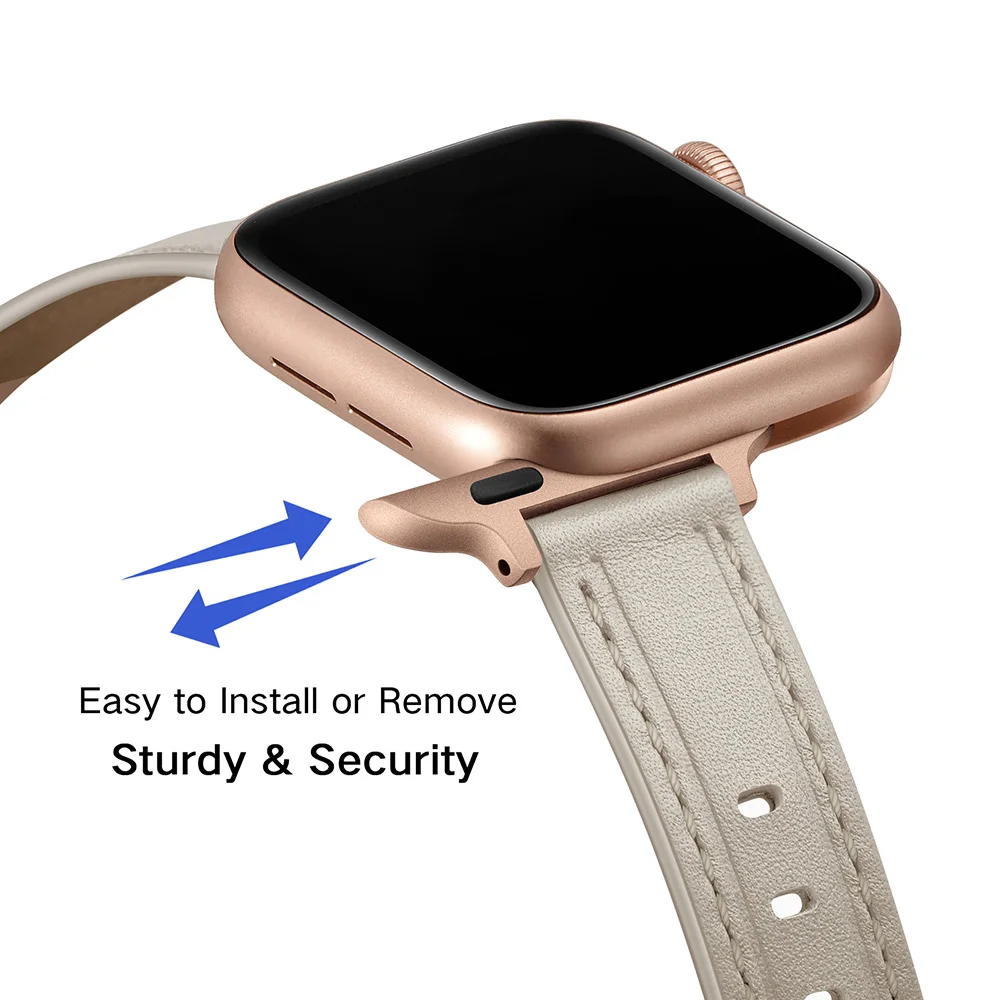 Genuine Leather Watch Strap For Apple Watch 38mm 42mm Wrist Bracelet Ladies Watch Band For Apple Watch Series SE 6 5 4 40mm 44mm