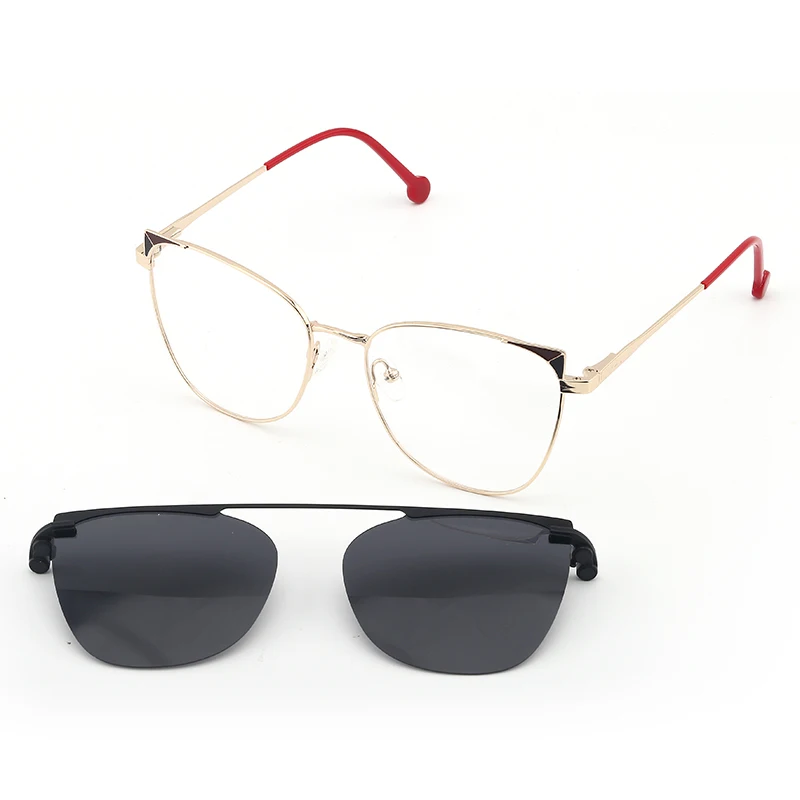 

NEW STANDING 2 In 1 Magnet Cat Eye Polarized Clip On Glasses Frame For Women Clip Glasses Optical Prescription Eyeglasses Frame
