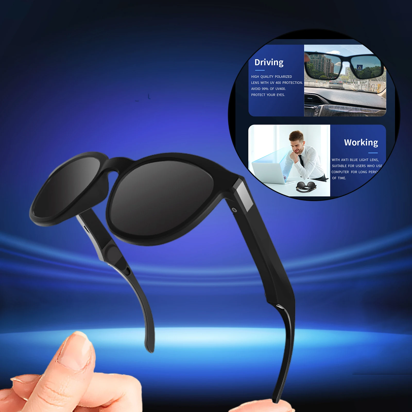 구매 G4 스마트 안경 무선 블루투스 선글라스 뼈 전도 헤드폰 오픈 이어 헤드셋 핸즈프리 통화 음악