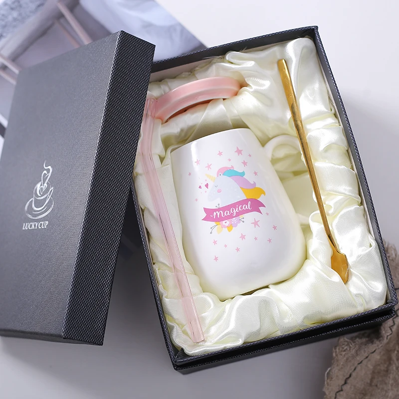 

Shipping Free Creative Style High Quality Ceramic Mug Cartoon Cup with Spoon and Lid Tea Drinker