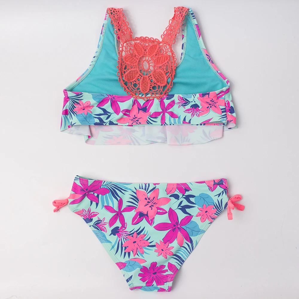 Богемный стиль Детские бикини с принтом для девочек модель 2023 года Летнее