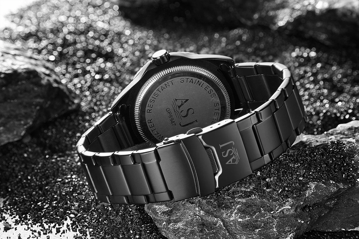 

ASJ popular men's watch waterproof hemmed steel band Water Ghost Watch