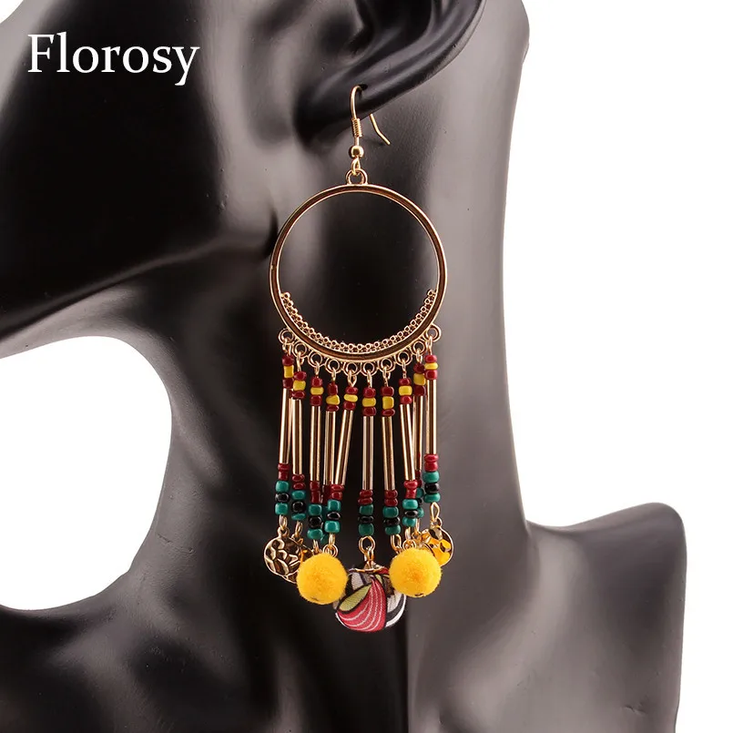 Florosy золото Цвет Металл ватным тампоном кулон Висячие серьги для Для женщин ful