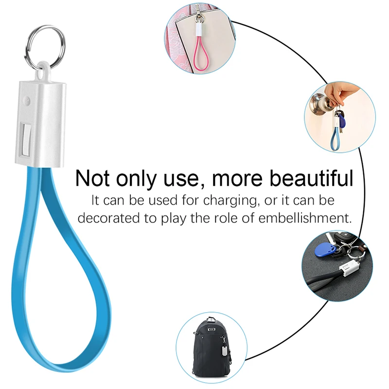 

Keychain Cable Micro USB Type C Power Bank Charging Short Data Cable For iPhone Xiaomi Redmi laptop Android Mobile Phone Charger