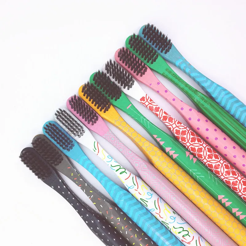 

4PC Eco friendly Bamboo Toothbrush Medium Bristles Biodegradable Plastic-Free Oral Care Adults Toothbrush Bamboo Handle Brush