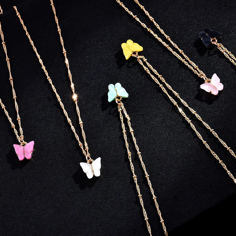 

Korean Cute Butterfly Pendant Necklace for Women Cocktail Party Statement Necklace Steet Style Fashion Necklace Jewelry Gifts