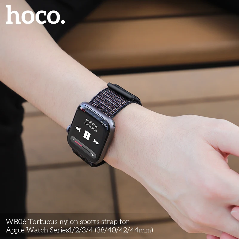 Hoco нейлоновый ремешок для Apple Watch, 4 ремешка, 44 мм, 42 мм, 40 мм, 38 мм, браслет Pulseira, аксессуары для часов, подходит для Apple Watch Series 5 Correas
