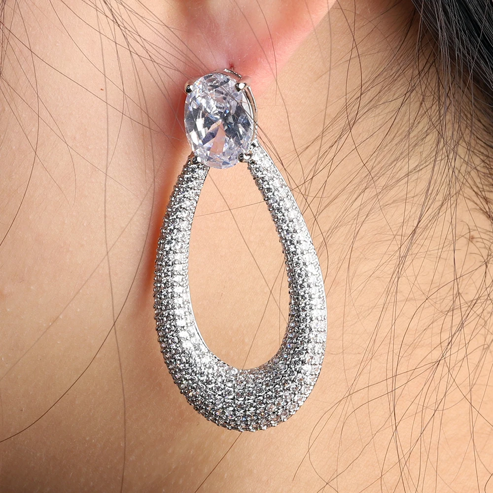 

GAOLA Luxury Popular Pav Zircon Zircon Wedding Earrings Fashion Jewelry Oval High-end Luxury Cz Dubai Bridal Earrings Jewelry