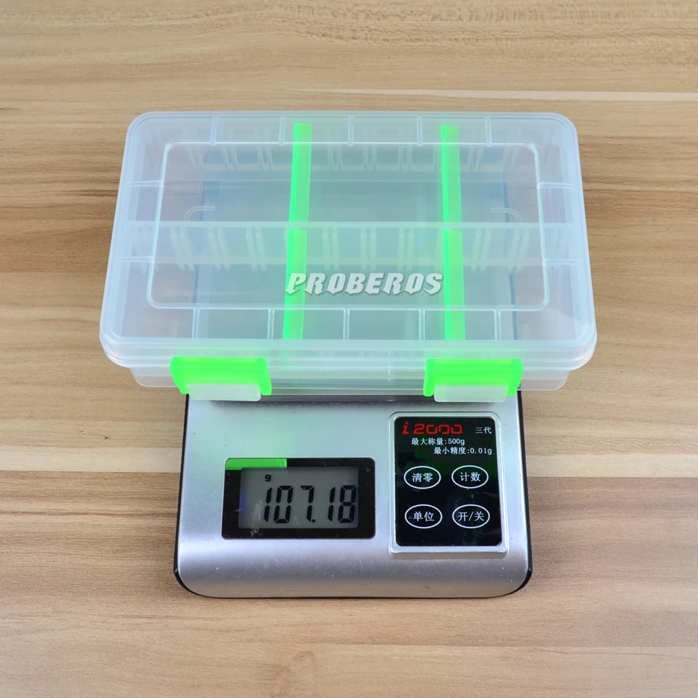 

High Quality Transparent Plastic Fishing Tackle Box Compartment Fishing Accessories Storage Box Contain 4 Adjustable dividers