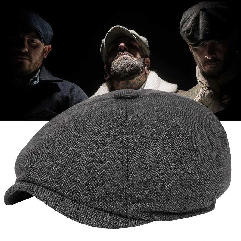 

Men Beret Newsboy Hat Celebrity Caps Vintage Tweed Peaky Blinders Berets Flat Peaked Cap Street Hats for Women Men Hiphop