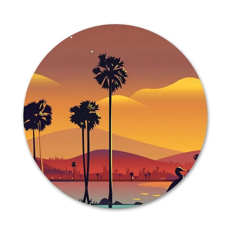 Значки с кокосовым деревом и закатом чайки 58 мм | Дом сад