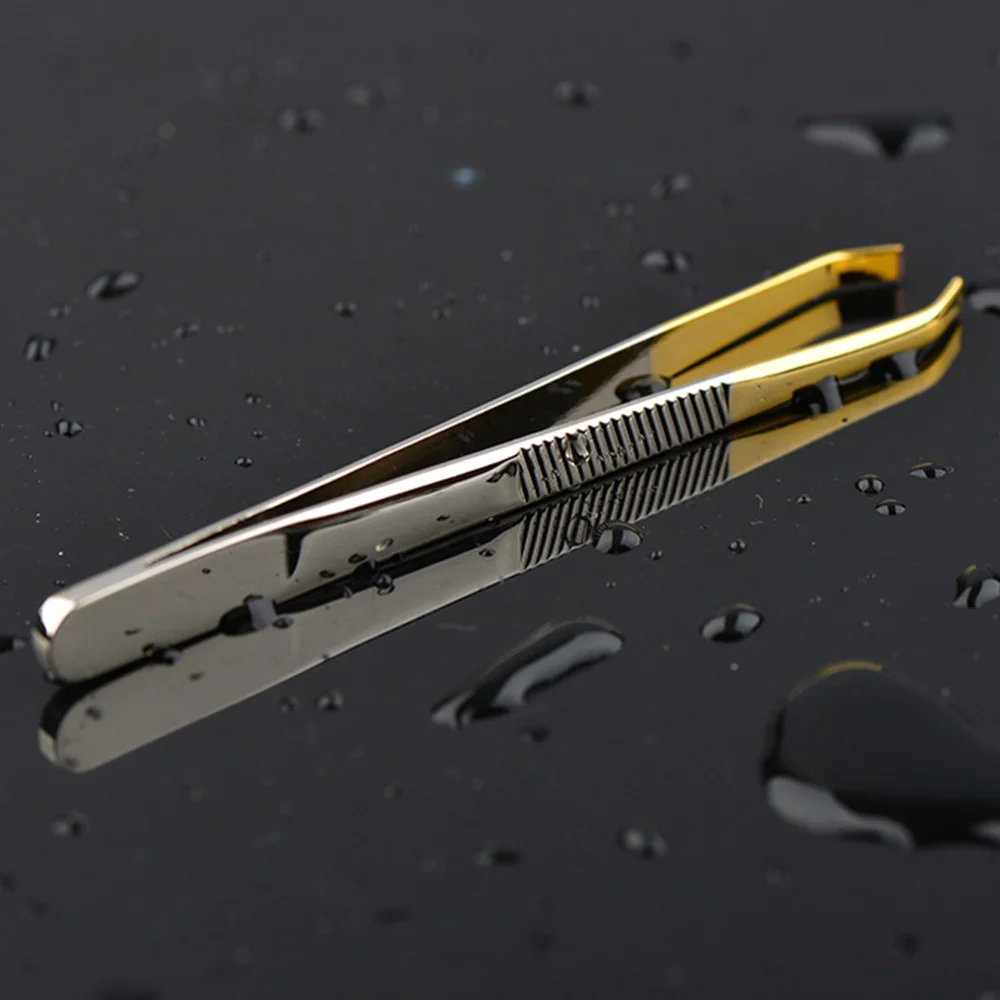 

Portable Curved Elbow Stainless Steel Eyelashes Extension Tweezers (8.60.8cm)