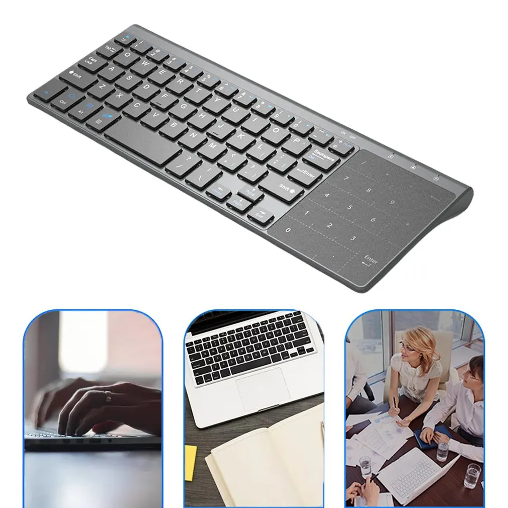 

Thin 2.4GHz USB Wireless Mini Keyboard with Number Touchpad Numeric Keypad for Android windows Tablet, Desktop, Laptop,PC &ZH