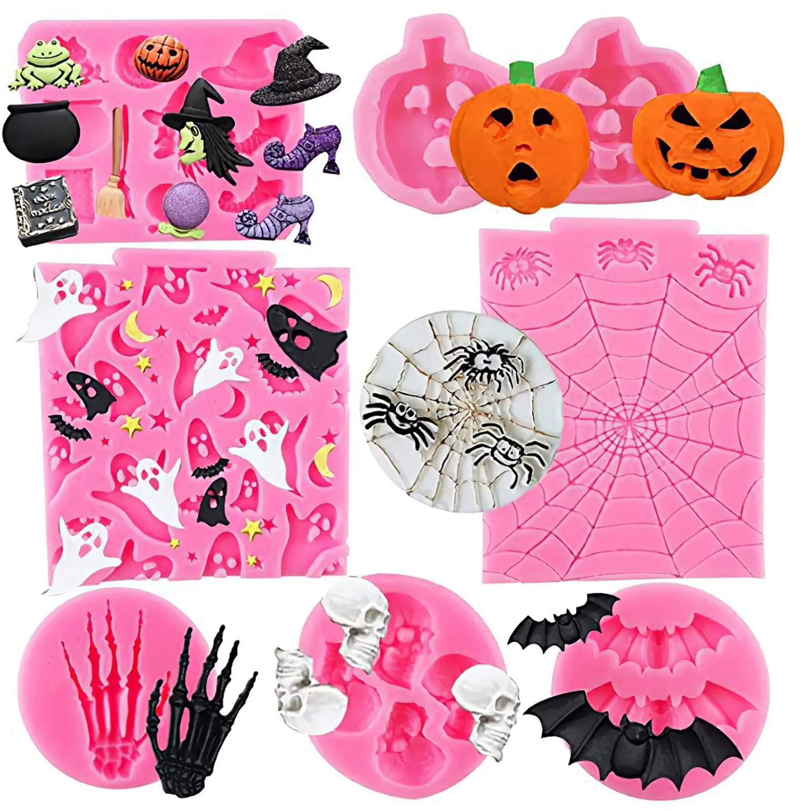 

7 шт. силиконовая форма для мастики на Хэллоуин, сделай сам, форма для конфет на Хэллоуин, многоразовая форма для выпечки на Хэллоуин, форма д...