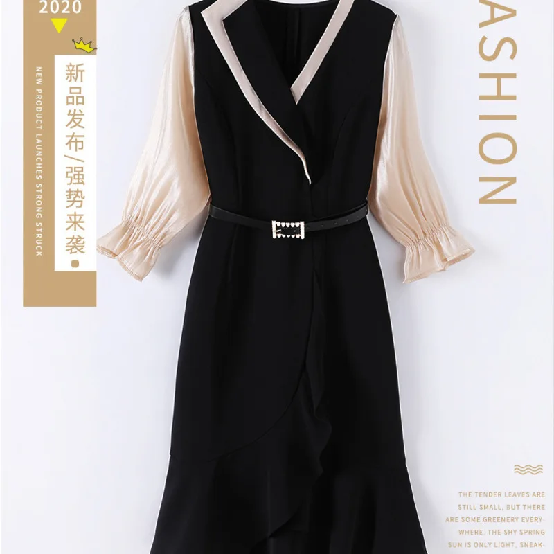 

Платье с тонкой талией, женское платье, Новинка лета 2020, Корейская версия, женская одежда