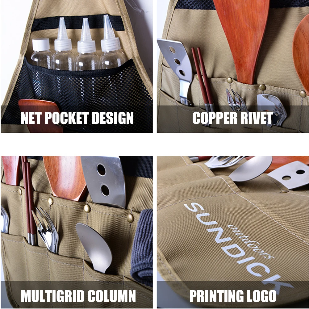 SUNDICK Портативный посуда сумка для хранения из ткани Оксфорд соломы Ножи и вилка