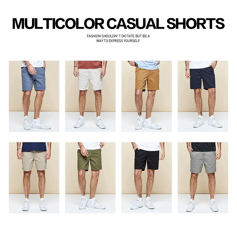 KUEGOU Cotton Men's shorts fashion pure color Micro elastic Straight type men Off white Pants summer size KK-3007 | Мужская одежда