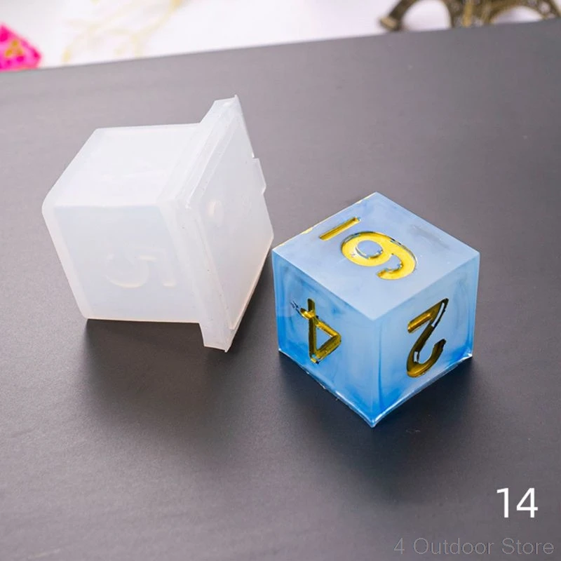 DIY Crystal Epoxy Mold Dice Fillet Shape Multi-spec Digital Game High Mirror dice mold silicone Mould Making O01 20 Dropshipping | Спорт и