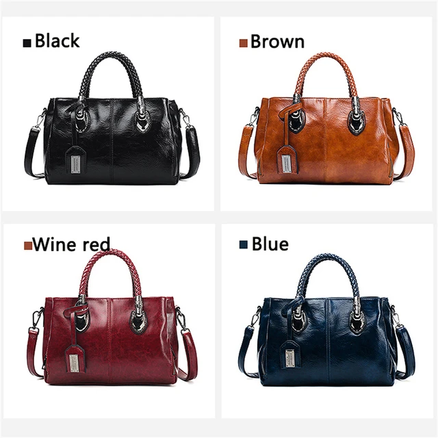 Vintage Oil Wax leather luxury handbags women bags designer ladies hand bags for women 2022 bag sac a main Femme Bolsa Feminina 4