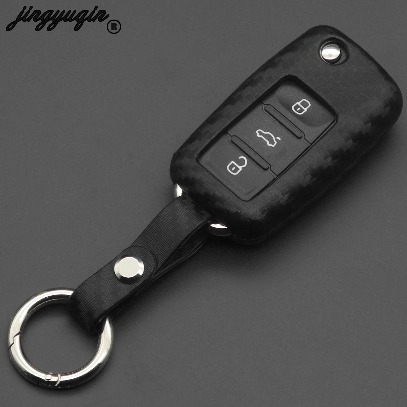 Силиконовый чехол для ключей от машины из углеродного волокна Фольксваген Поло