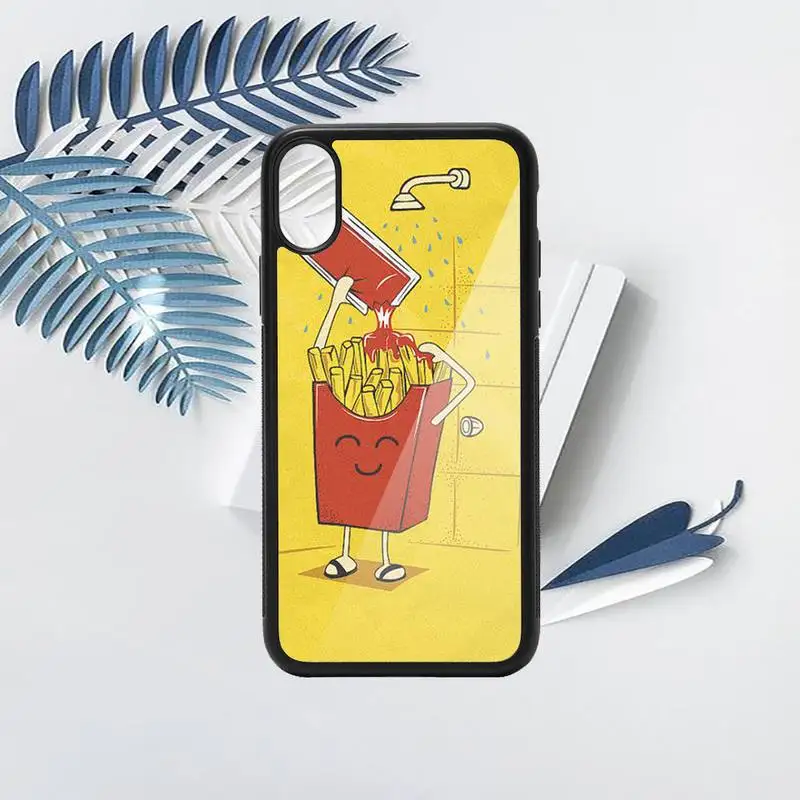 

Pizza French Fries Donuts Phone Case TPU For iPhone X XR XS 11 12 mini Pro MAX 6 6S 7 8 Plus SE 2020