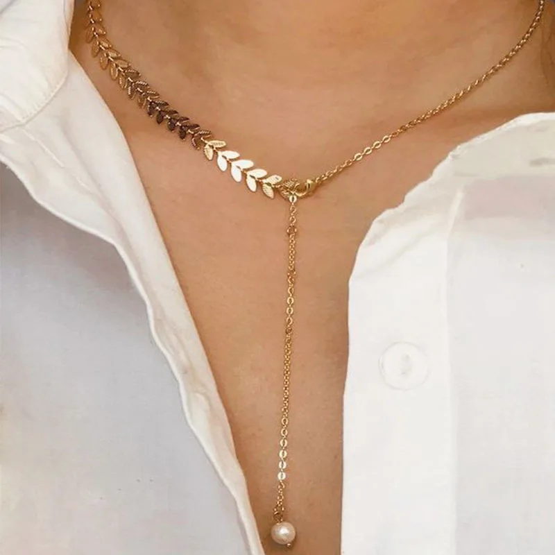 Цепочка со стрелками имитация жемчуга ожерелье для женщин золотой серебряный
