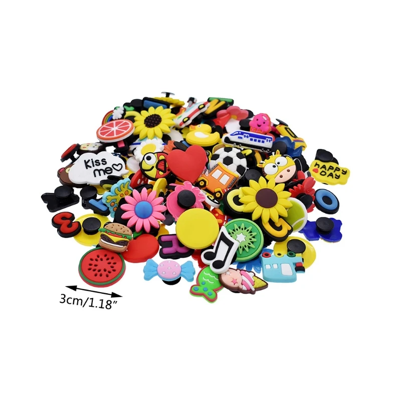 

LX9E 100Pcs PVC Decorations Buckles Accessories Multi Colour Shoe Charms for Girl Kid