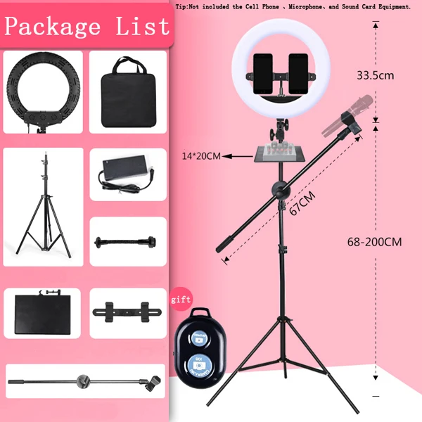 Black Lamp Set 4 Светодиодный кольцевой светильник с держателем для телефона, тренога+ кронштейн стрелы, непрерывный светильник, комплекты для фото-и видеосъемки, красивый заполняющий светильник - Цвет: Black Lamp Set 4