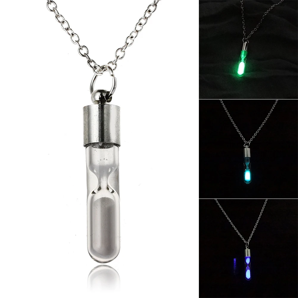 Женщины Мужчины Светящийся песочный таймер Подвеска из бутылки с песочным таймером из стекла Декорации для женщин Парные влюбленные.