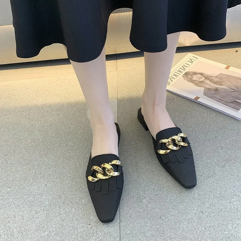 

Low Beige Heeled Sandals Female Shoes Cover Toe Womens Slippers Outdoor Luxury Slides Mules Sexy Shallow Black 2021 Designer Sof