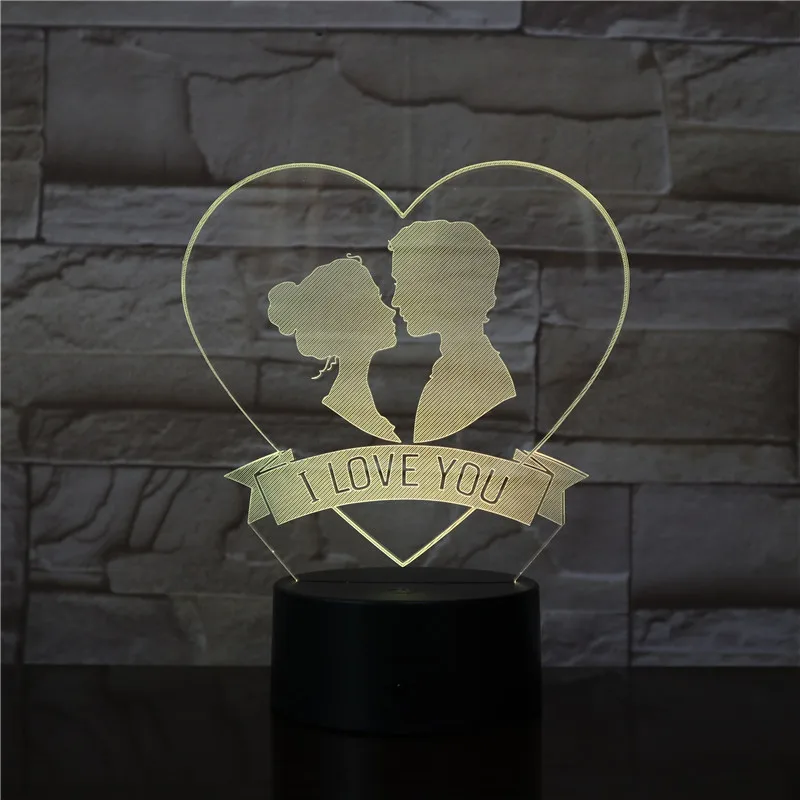 3D 3438 I Love You светодиодный ночник акриловая пластина сенсорный светильник милый