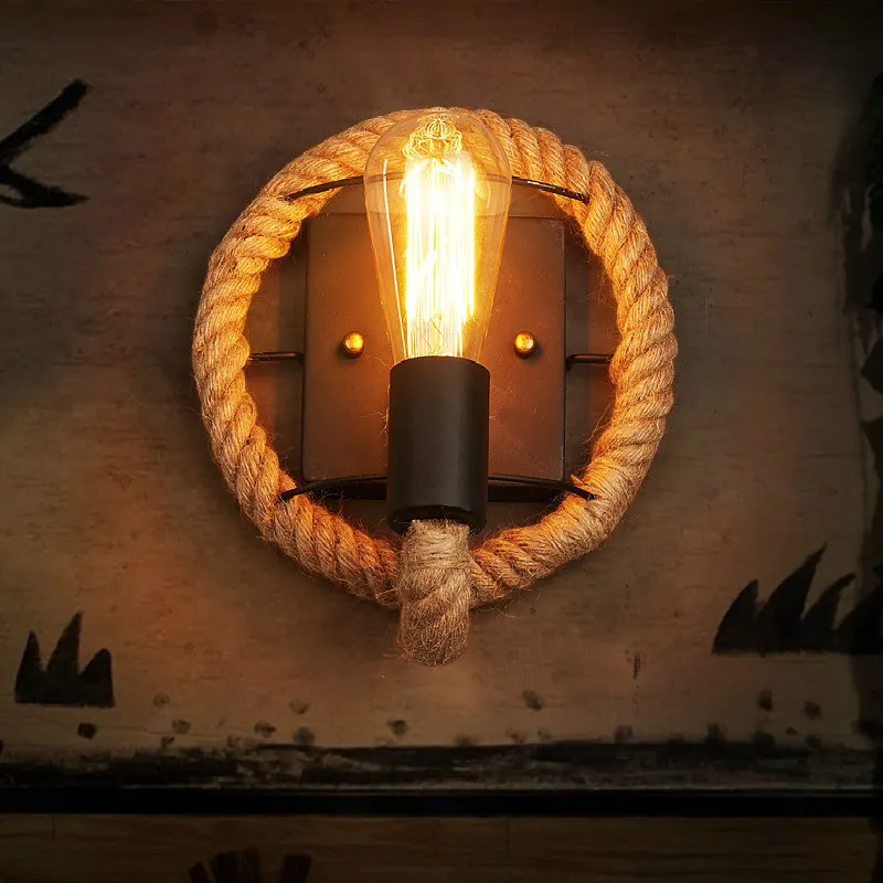 Американский минималистский креативный пеньковый Канат настенный светильник