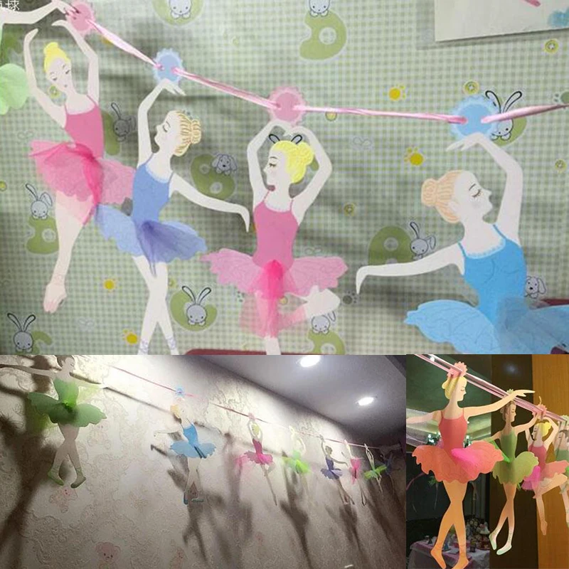 1 шт. 3 м яркие подвесные бумажные баннеры бумажный флаг балерина девочка день