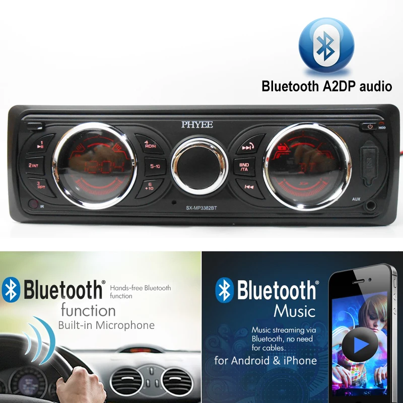 $184.59 1 Din Removable Panel Car Radio RDS Bluetooth Handsfree Dual Screens FM Stereo Receiver MP3 Player 7 Colors Lighting Head Unit