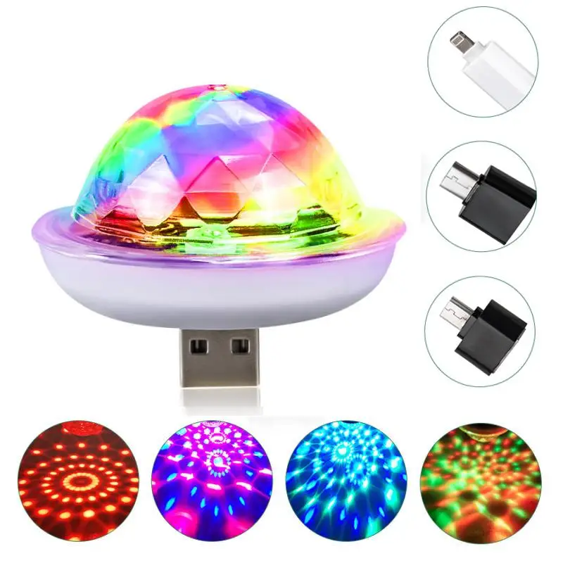 

Mini LED RGB Disco Stage Light USB Magic Ball Light Sound Activated for Mobile Phone Party Family Decoration