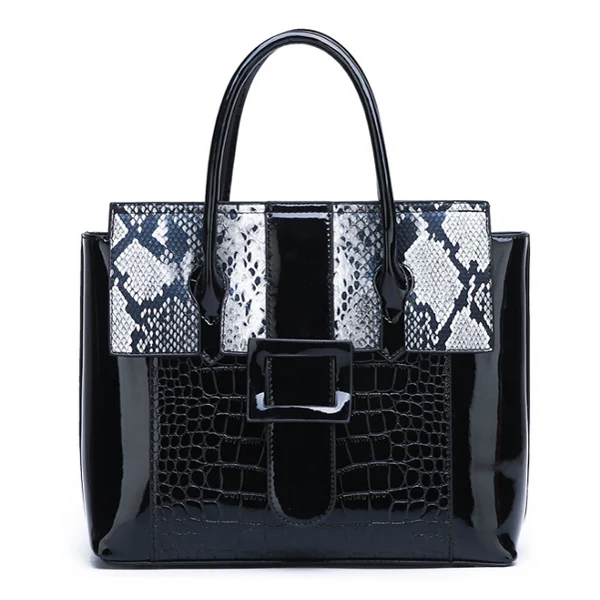 ACELURE Bolsa Mujer сумки для женщин роскошные сумки женские сумки дизайнерские Змеиный узор кожаная сумка через плечо - Цвет: Black