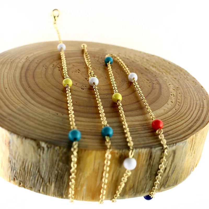 Новый летний пляжный красочный бисер Талия цепь длинное золото серебро тела