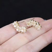 korea sweet resin flower earrings diamond earrings small fresh stud earrings fairy sen line female jewelry engagement gift