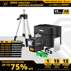 Лазерный уровень DEKO DKLL12PB1, 12 линий, зеленый лазер, самовыравнивающийся