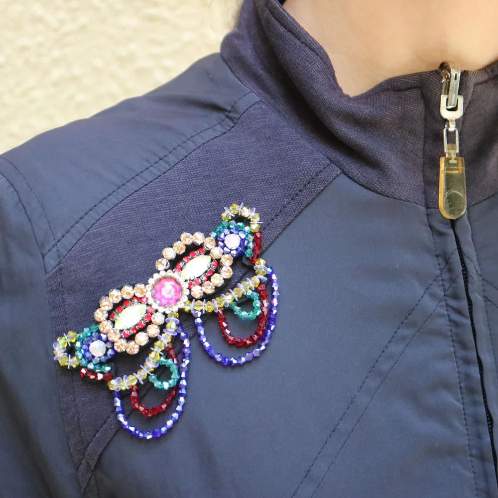 2 шт. красочные нашивки бабочки с бусинами для одежды|Заплатки| |