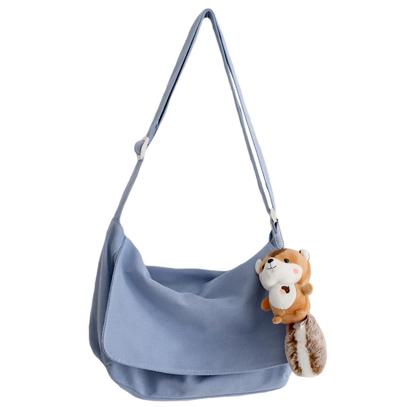 

Women Solid Color Cotton Bag Female Luxury Crossboy Bag College Student School Shoulder Bag New New Trend Bookbag Drop Shipping