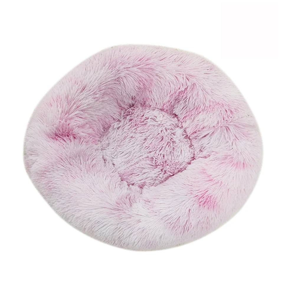 light pink Теплая круглая кровать для питомца кошки удобное гнездо для питомца собака кошка Моющийся питомник легко чистится кровать для собаки теплый дом для питомца - Цвет: light pink