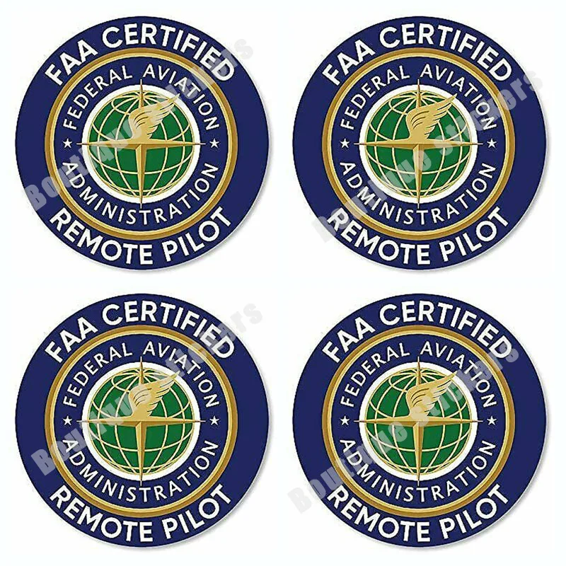 

4-piece Set of Round FAA Certified Remote Pilot Sticker LOGO UAV Federal Aviation Application Sticker Waterproof and Sunscreen