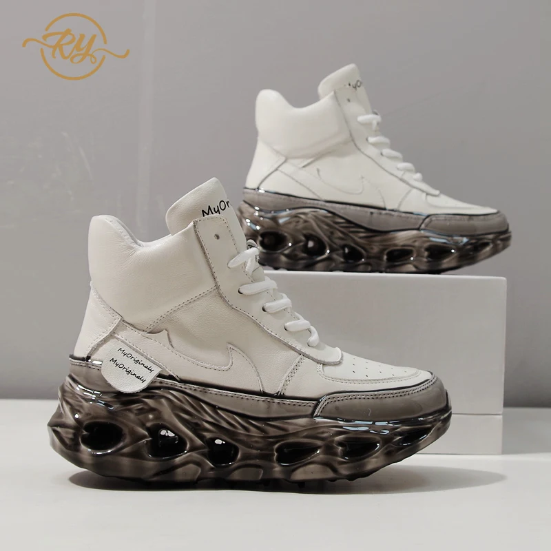 RY RELAA кроссовки женские из натуральной кожи на платформе стильная роскошная