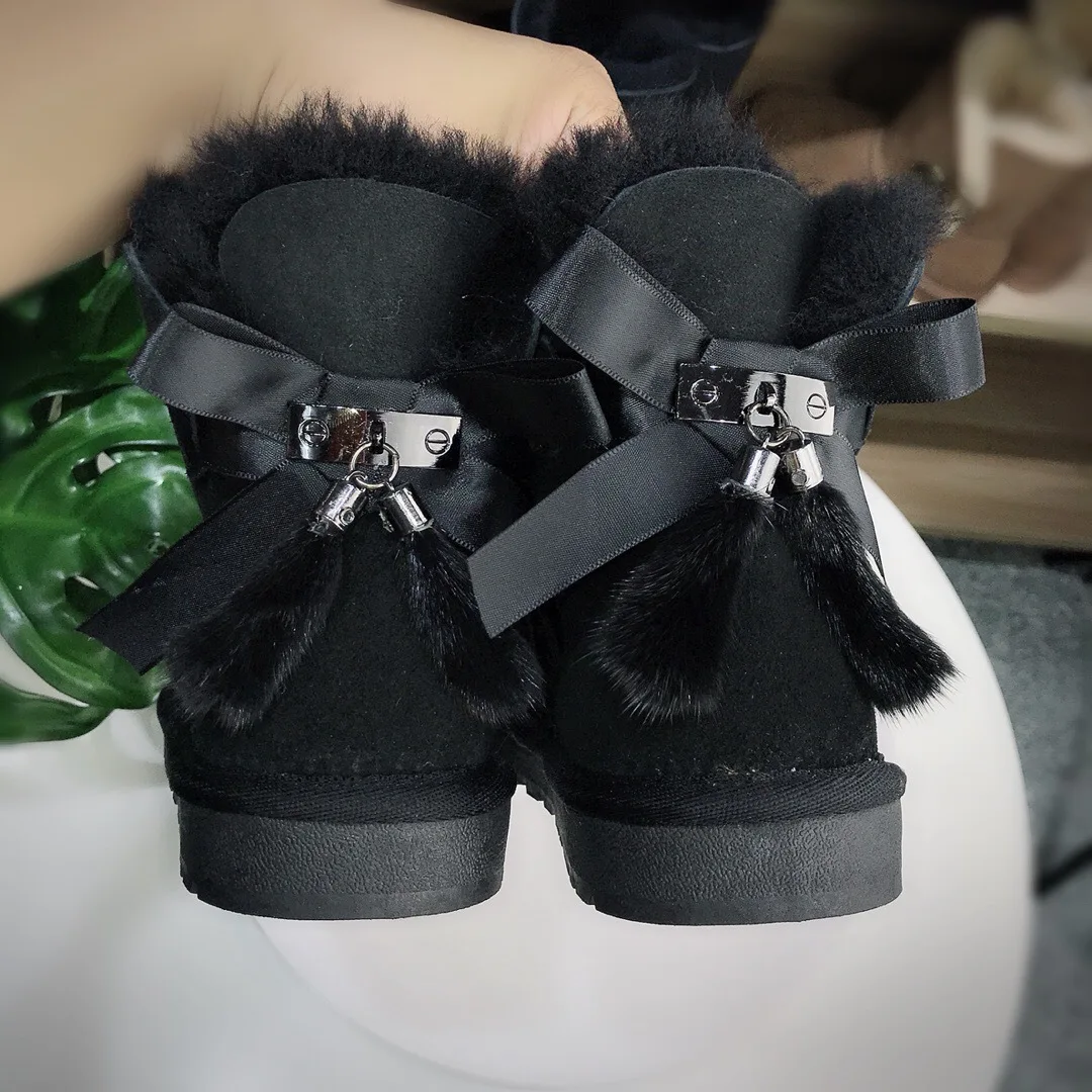 Одежда высшего качества теплые зимние женские полусапожки в современном стиле 100% из натуральной овечьей