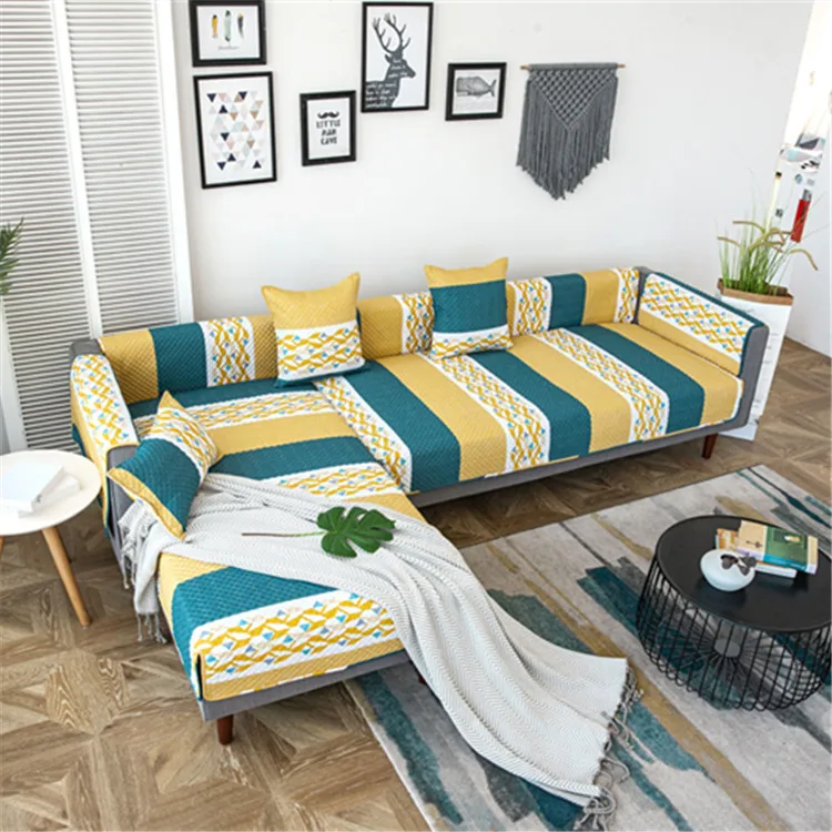 Yaapeet раздел дивана Чехлы для Гостиная полосатый плюшевые диванную подушку Чехол