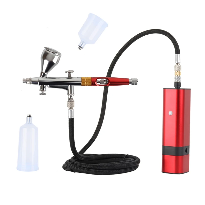 RIBO Portable Airbrush Auto Mini Air Brush Top Gun With Compressor Kit Quiet Art Cake Nail Model Painting Tattoo Manicure Tool