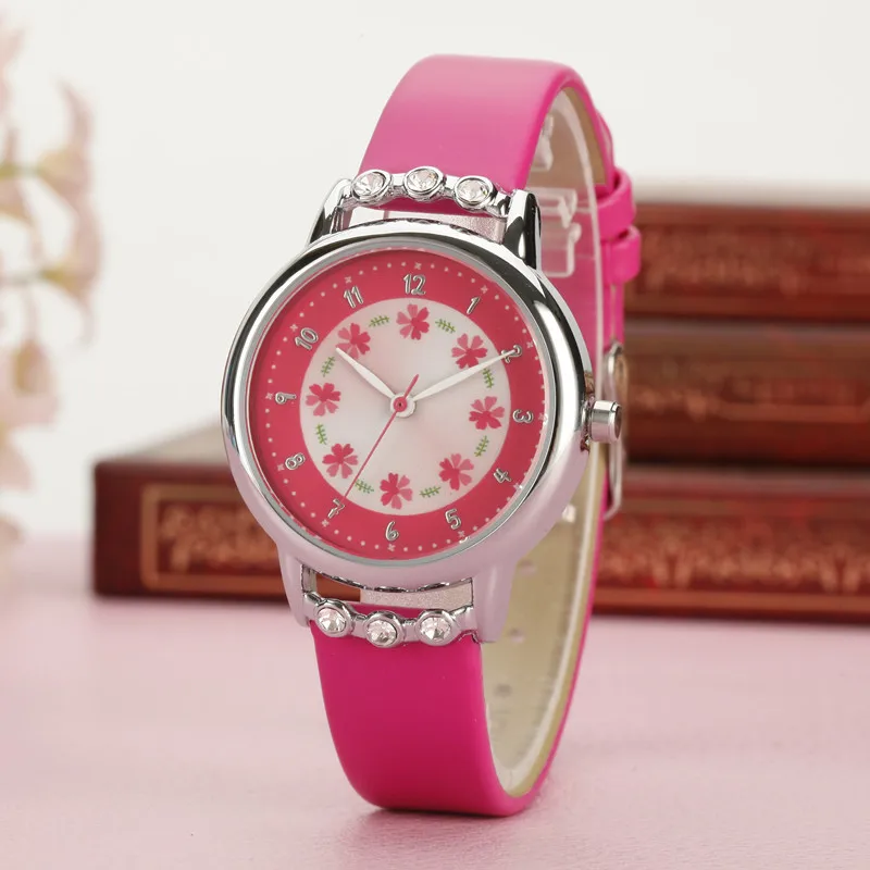 

2020 PopFashion Cartoon Children Watch Cute Princess Watches Girl Student Waterproof Leather Quartz Clock Kids Diamond Watch