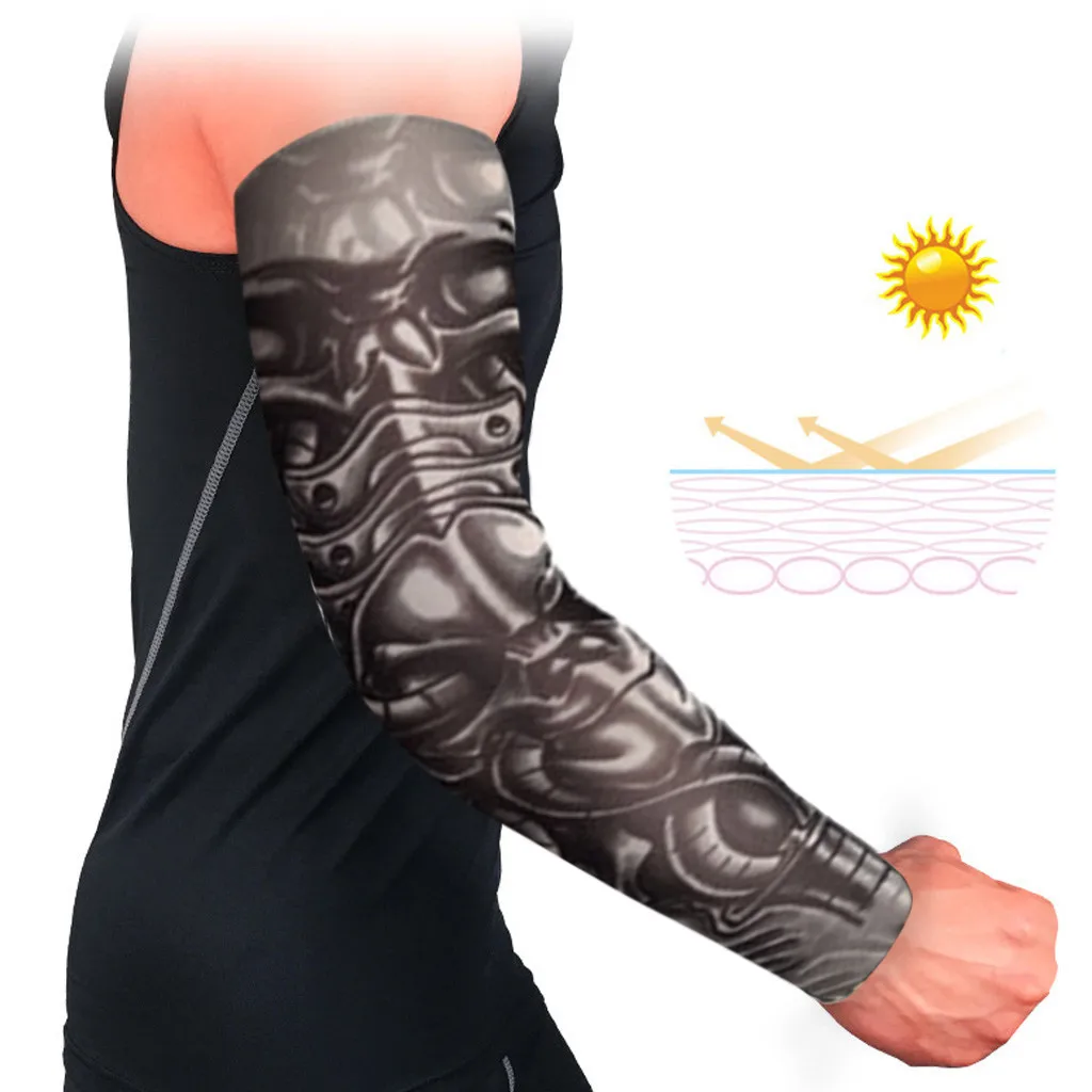 P 1 шт. наружные рукава для велоспорта 3D татуировки напечатаны Armwarmer УФ Защита MTB велосипеда рукава для защиты рук рукава для верховой езды - Цвет: P