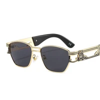 2021 new fashion square oval sunglasses women men trend luxury alloy cool carving logo frame pc gradient lens brand designer
